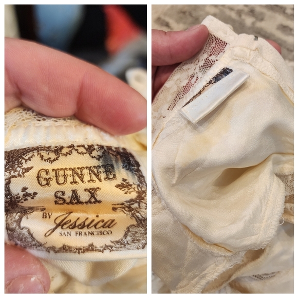 Gunne Sax Vintage Ivory Lace Midi Dress Victorian Edwardian 70s 80s XS - Picture 5 of 16